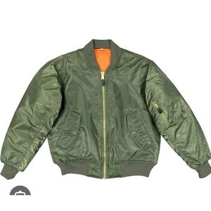 Army Military MA-1 Bomber Flyer Jacket Mens L Sage Green Insulated Full Zip NWOT